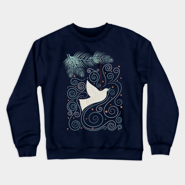 Folk Art Christmas Dove Ornament Crewneck Sweatshirt by SWON Design